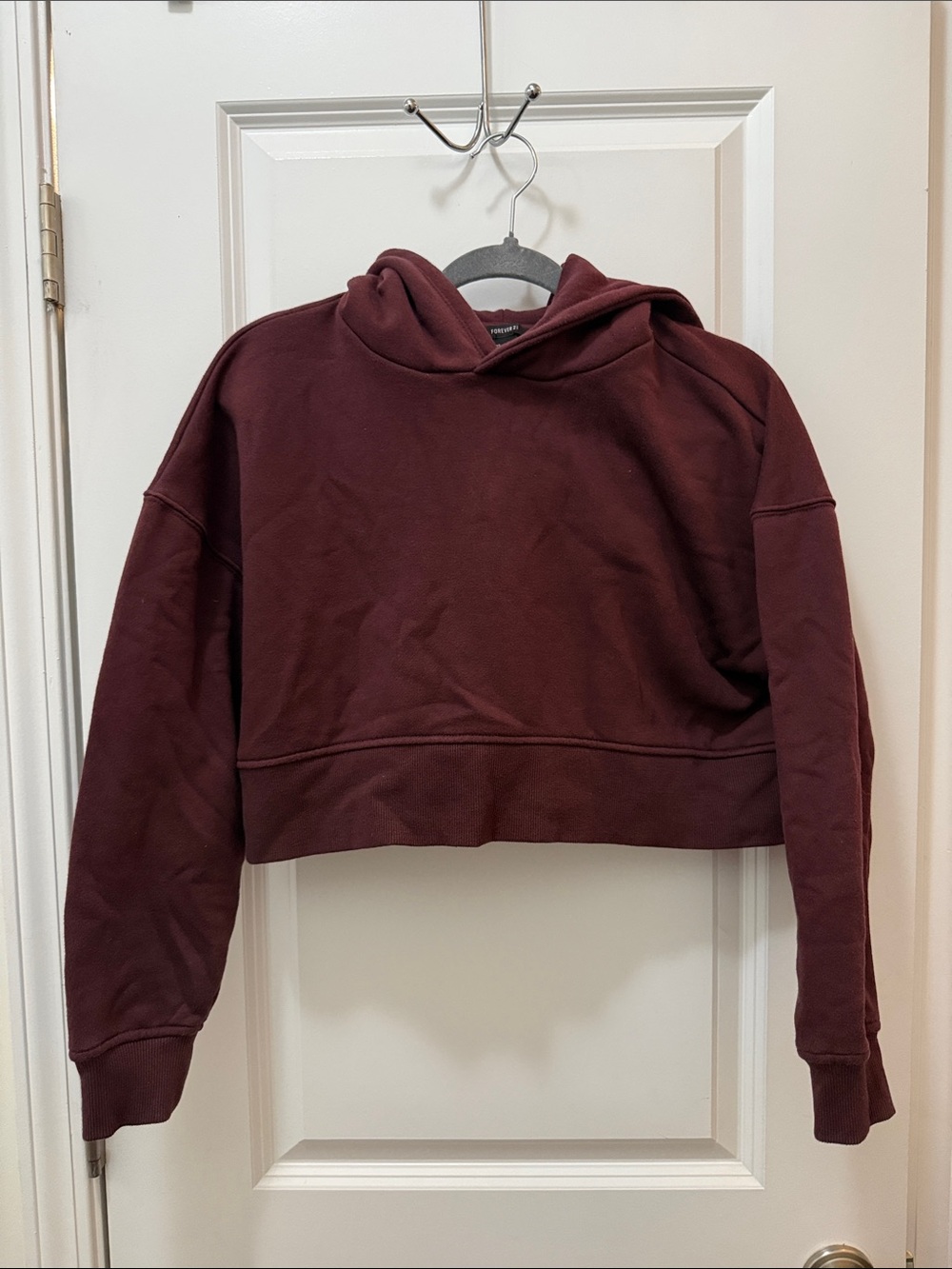 Forever 21 Cropped Hoodie - Maroon